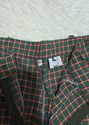 Kadın Çok Renkli Ekose Loose Fit Bermuda Şort - Görsel 2