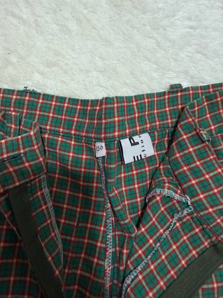 Kadın Çok Renkli Ekose Loose Fit Bermuda Şort - Görsel 2