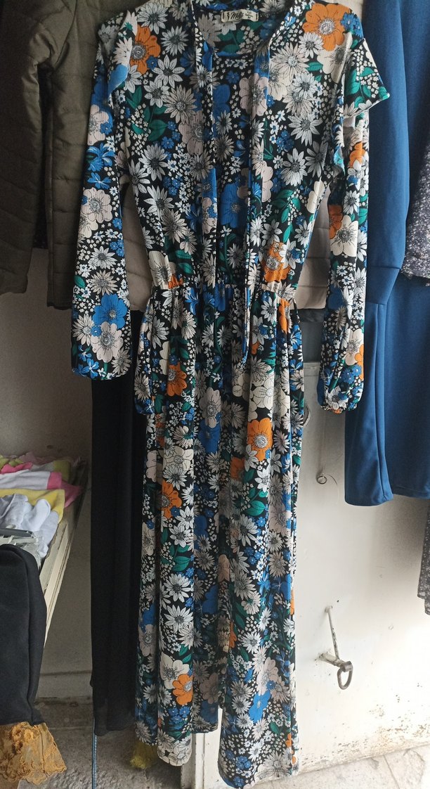 Çiçek Desenli Uzun Bohem Elbise - Görsel 2