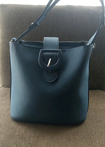 Mavi Deri Kadın Çanta Tokalı - Görsel 3