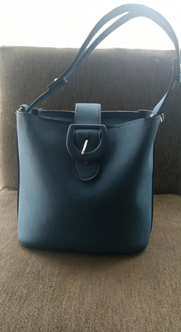 Mavi Deri Kadın Çanta Tokalı - Görsel 3