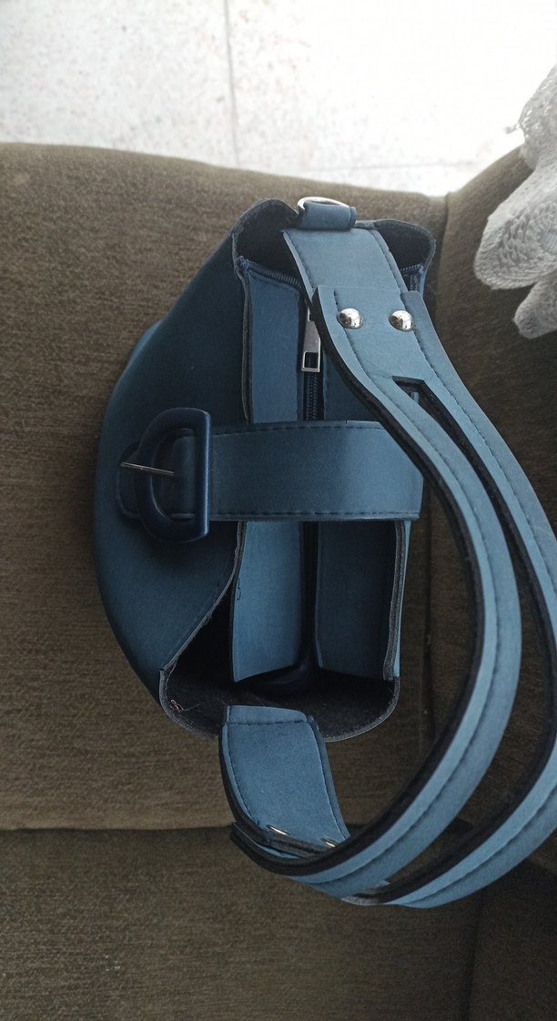 Mavi Deri Kadın Çanta Tokalı - Görsel 2