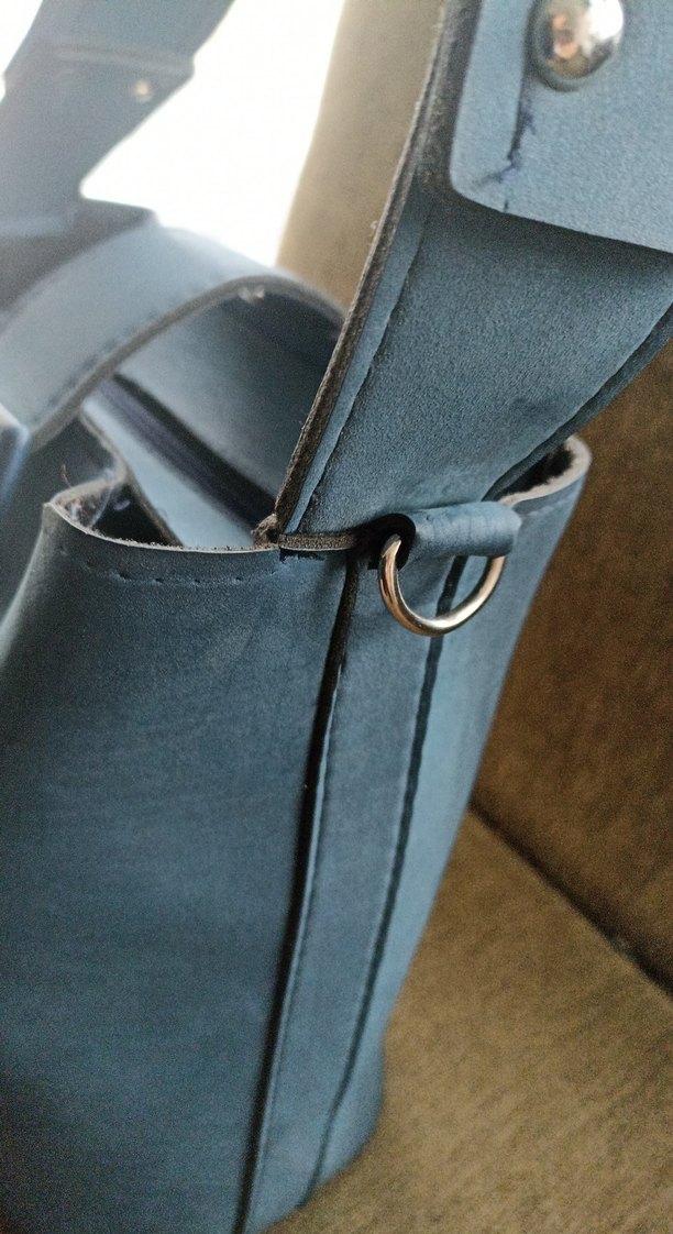 Mavi Deri Kadın Çanta Tokalı - Görsel 4