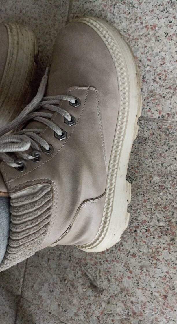 Bej Süet Bağcıklı Kadın Dolgu Topuk Bot - Görsel 5