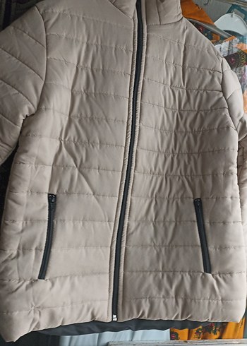 Bej Fermuarlı Kadın Kışlık Mont - Görsel 2