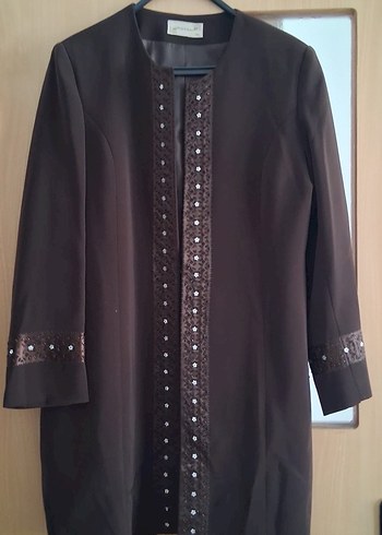 Kahverengi Uzun Kadın Takım Elbise - Görsel 3