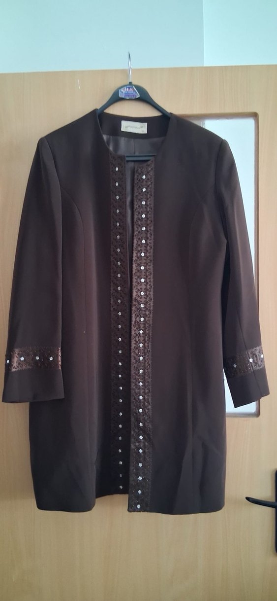 Kahverengi Uzun Kadın Takım Elbise - Görsel 3