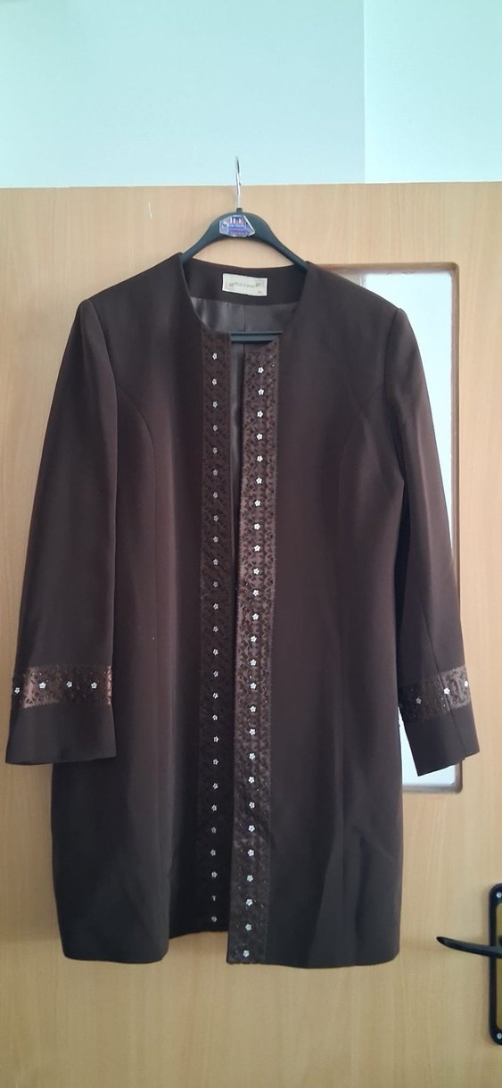 Kahverengi Uzun Kadın Takım Elbise - Görsel 5