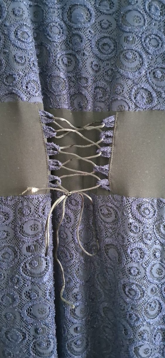 Lacivert Gotik Uzun Elbise - Görsel 2