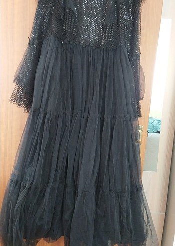 Siyah Straplez Uzun Gotik Elbise - Görsel 4