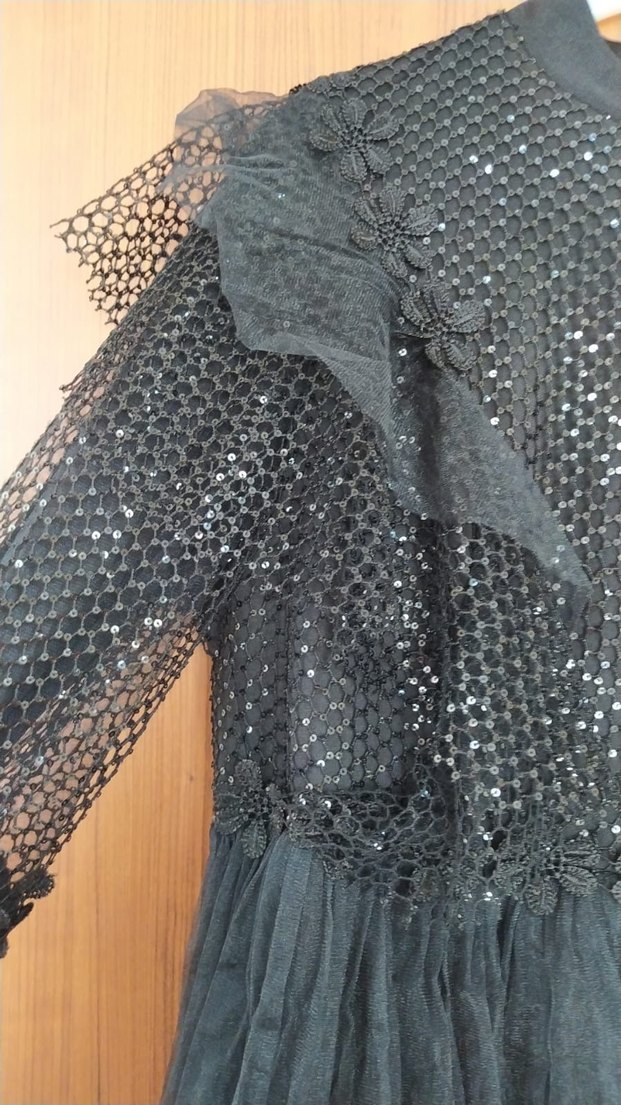 Siyah Straplez Uzun Gotik Elbise - Görsel 2