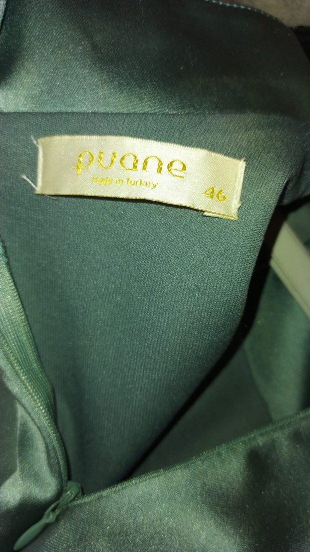 Uzun Kollu Gri Saten Elbise - Görsel 5