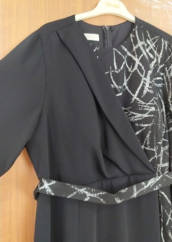 Kadın Siyah Uzun Ofis Elbisesi - Görsel 2