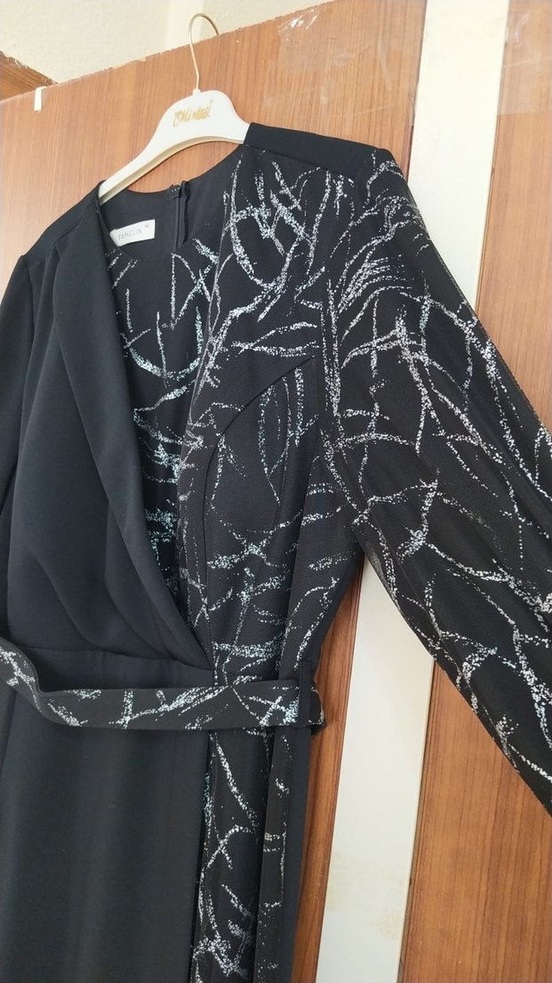 Kadın Siyah Uzun Ofis Elbisesi - Görsel 3