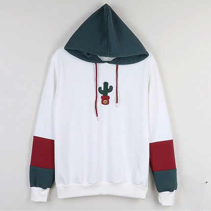 Kaktüs Nakışlı Unisex Kapşonlu Sweatshirt