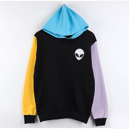 Renkli Kol Alien Unisex Kapşonlu Sweatshirt