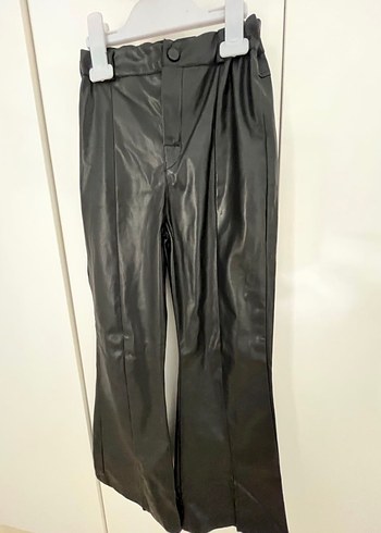 Kız çocuk Siyah Deri Bol Kesim Pantolon - Görsel 5