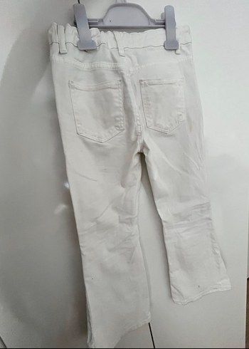 Düğmeli Beyaz kız Çocuk Pantolonu - Görsel 2