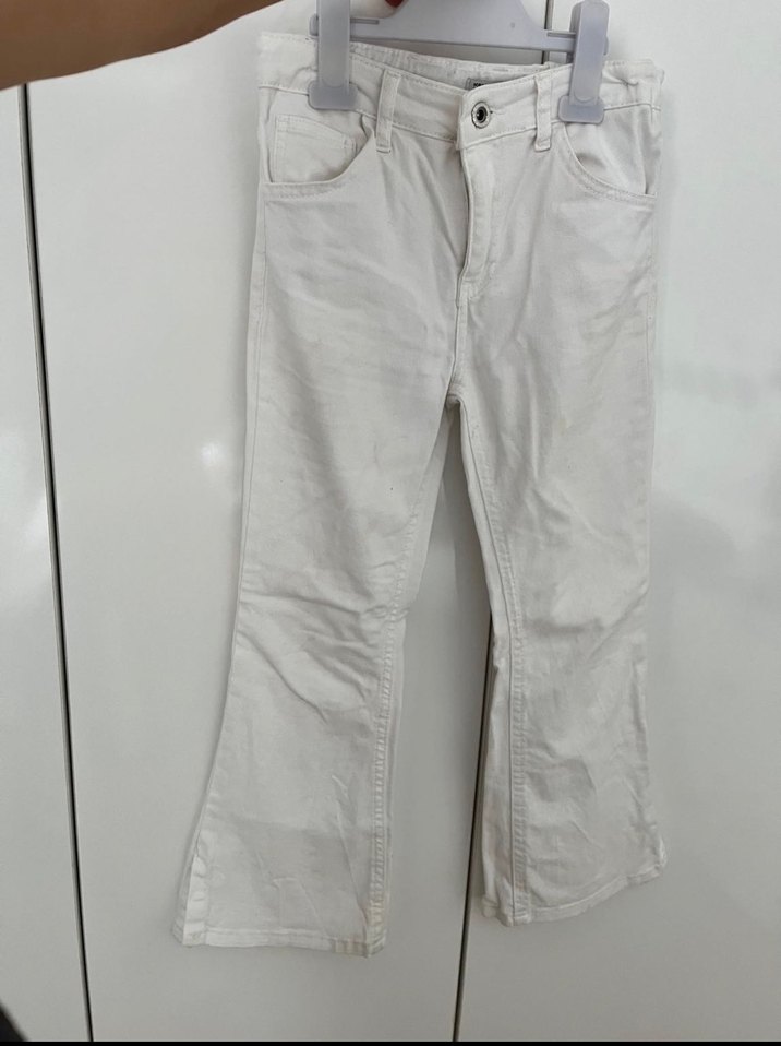 Düğmeli Beyaz kız Çocuk Pantolonu - Görsel 3