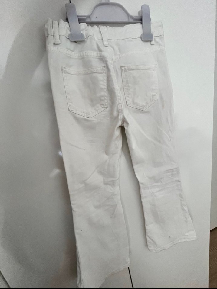 Düğmeli Beyaz kız Çocuk Pantolonu - Görsel 2