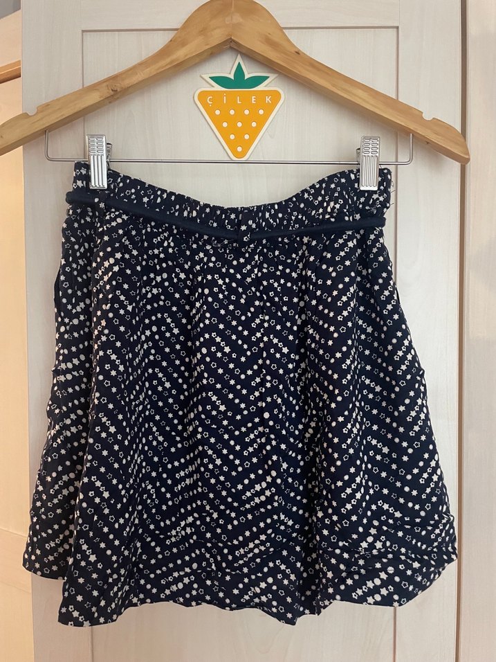 Bağcıklı Lacivert Bağlamalı Mini Etek - Görsel 3