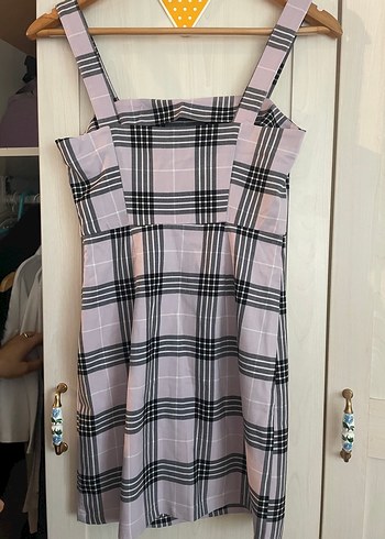 Kareli Askılı Elbise - Görsel 2