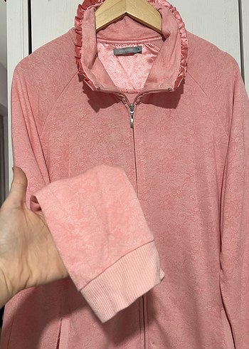 Kadın Pembe Fermuarlı Yumuşak Ceket - Görsel 4