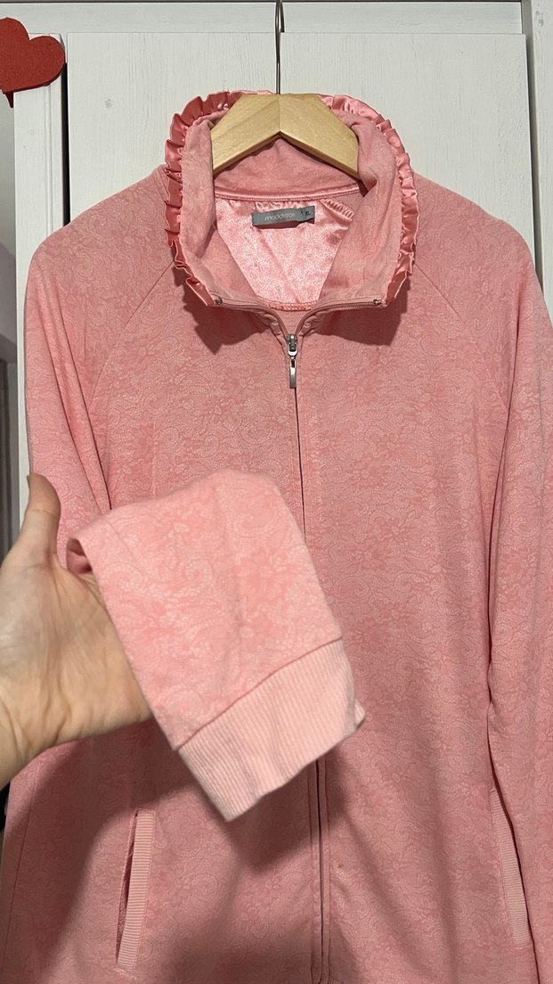 Kadın Pembe Fermuarlı Yumuşak Ceket - Görsel 4