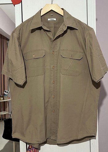 Bej Keten Erkek Kısa Kollu Gömlek - Görsel 2