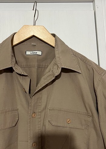Bej Keten Erkek Kısa Kollu Gömlek - Görsel 8