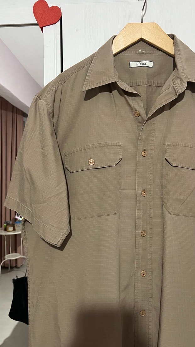 Bej Keten Erkek Kısa Kollu Gömlek - Görsel 3