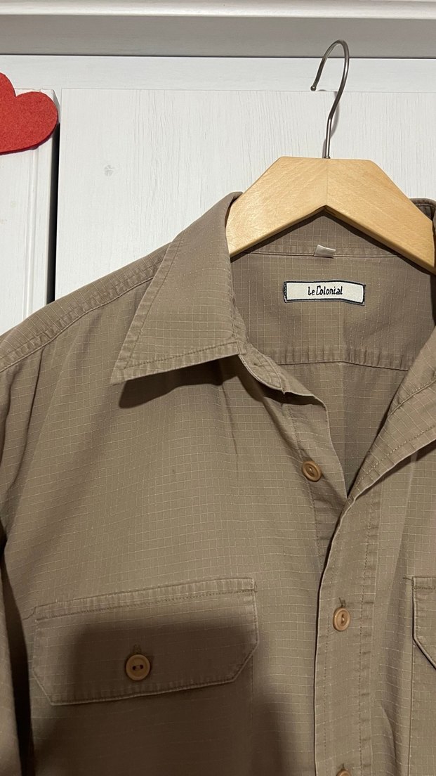 Bej Keten Erkek Kısa Kollu Gömlek - Görsel 5