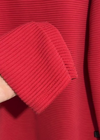 Kadın Kırmızı Piliseli Uzun Kollu Kazak - Görsel 4