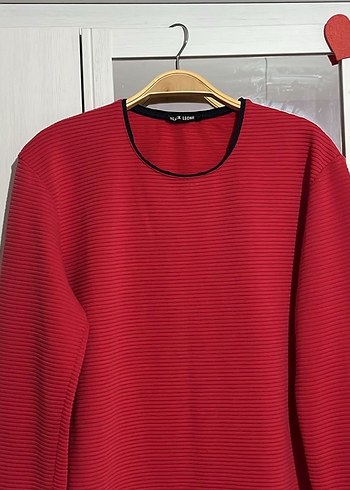 Kadın Kırmızı Piliseli Uzun Kollu Kazak - Görsel 2