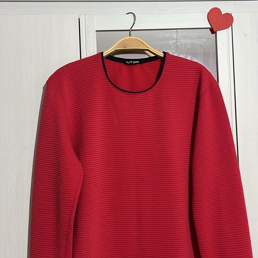 Kadın Kırmızı Piliseli Uzun Kollu Kazak - Görsel 2