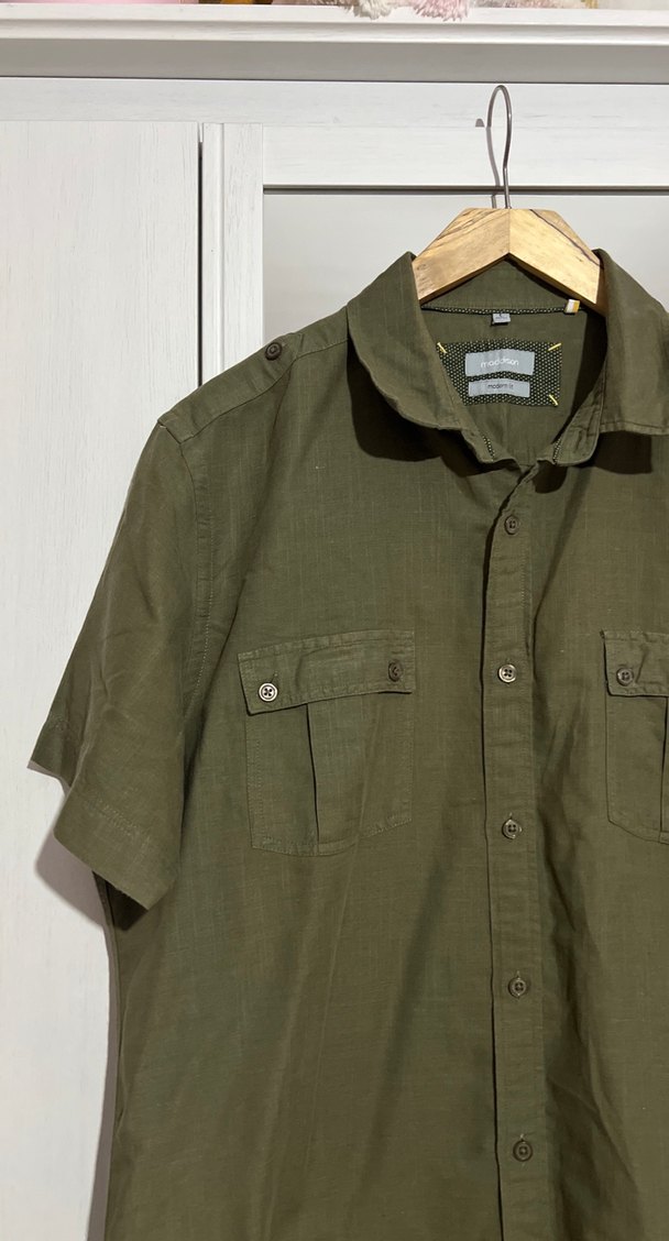 Erkek Kısa Kollu Keten Gömlek - Görsel 3