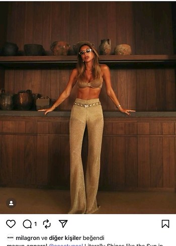 MAEVE Kadın Camel Deri Salaş Midi İspanyol Paça Pantolon