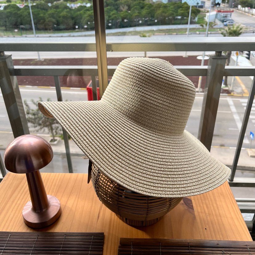 Bej Bohem Geniş Kenarlı Kadın Şapka - Görsel 2