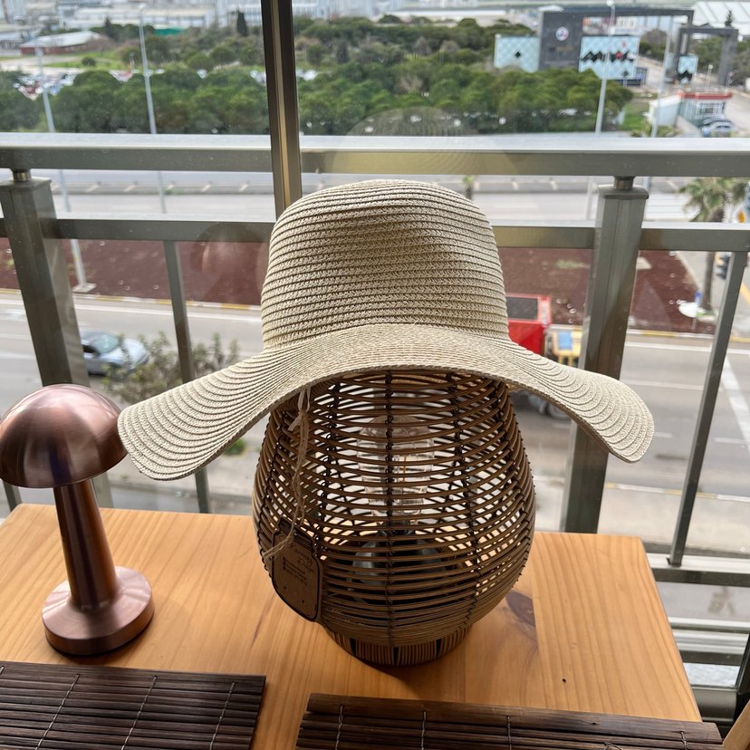 Bej Bohem Geniş Kenarlı Kadın Şapka - Görsel 5