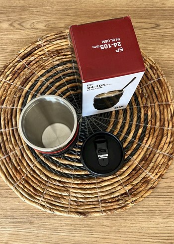 Kamera Lens Tasarımlı Siyah Termos Bardak - Görsel 3