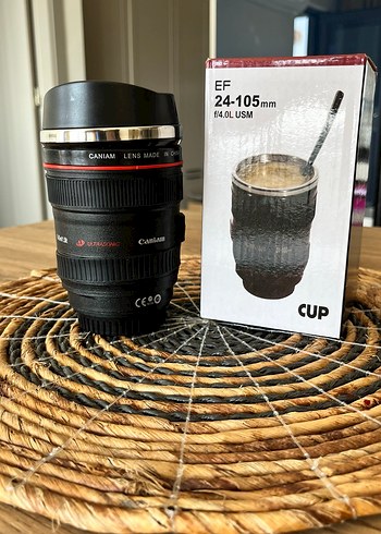 Kamera Lens Tasarımlı Siyah Termos Bardak - Görsel 4