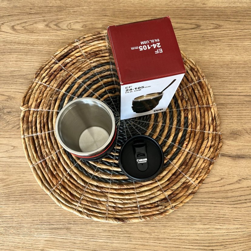 Kamera Lens Tasarımlı Siyah Termos Bardak - Görsel 3