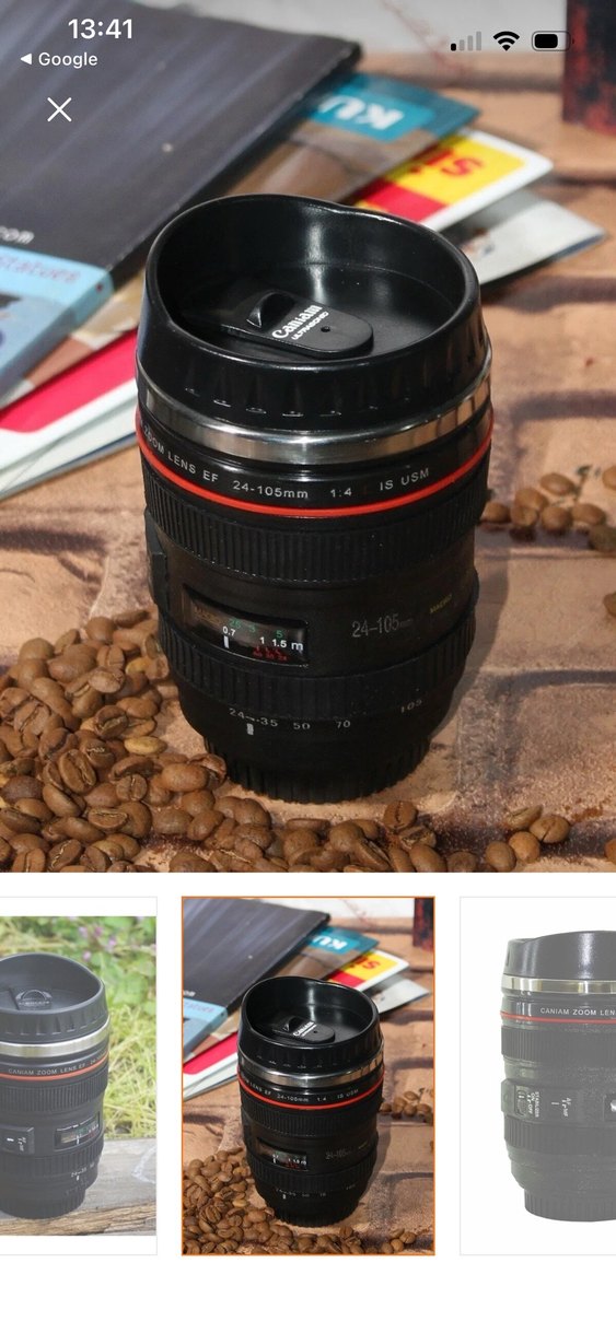 Kamera Lens Tasarımlı Siyah Termos Bardak - Görsel 5