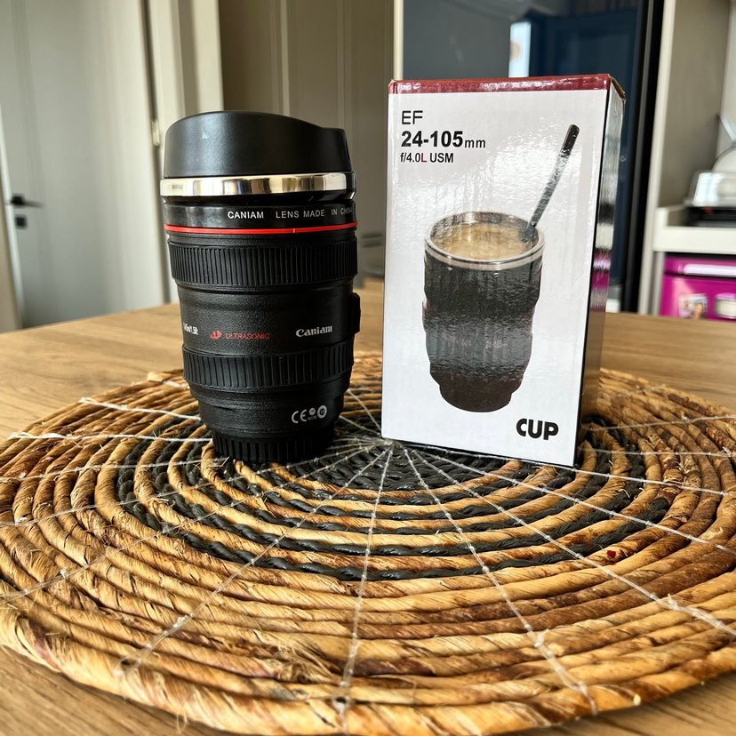 Kamera Lens Tasarımlı Siyah Termos Bardak - Görsel 4