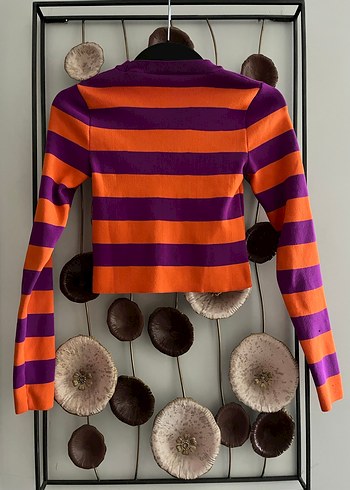 Defacto Mor Turuncu Çizgili Kadın Triko Kazak - Görsel 5