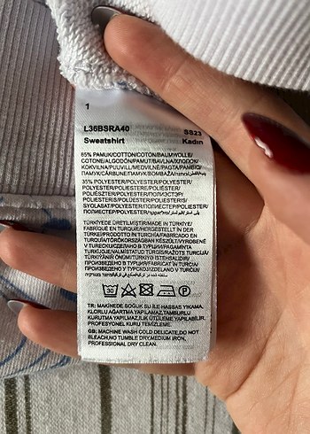 Mavi Batik Desenli Pamuklu Sweatshirt - Görsel 8