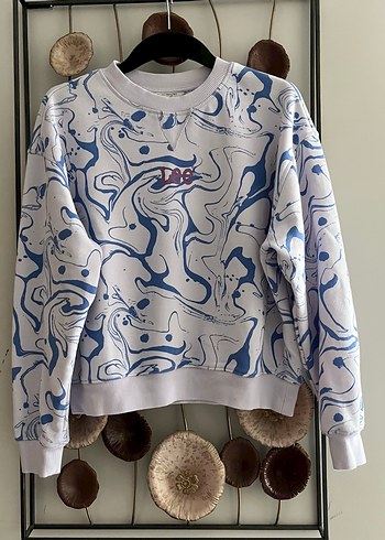 Mavi Batik Desenli Pamuklu Sweatshirt - Görsel 4
