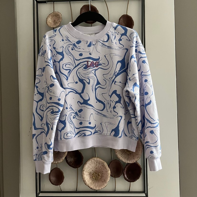 Mavi Batik Desenli Pamuklu Sweatshirt - Görsel 4