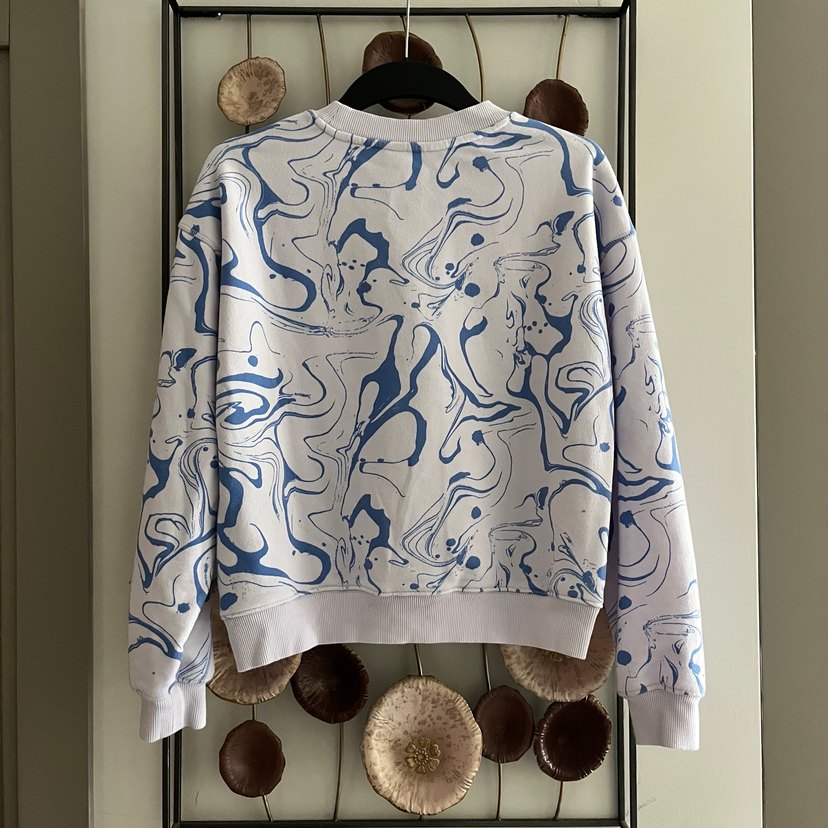 Mavi Batik Desenli Pamuklu Sweatshirt - Görsel 2
