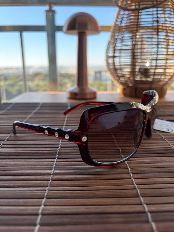 Kahverengi Transparan Retro Kadın Güneş Gözlüğü - Görsel 2